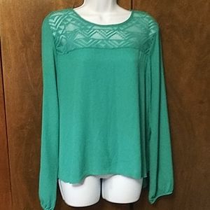 MERAKI EMERALD GREEN LACE TOP XL